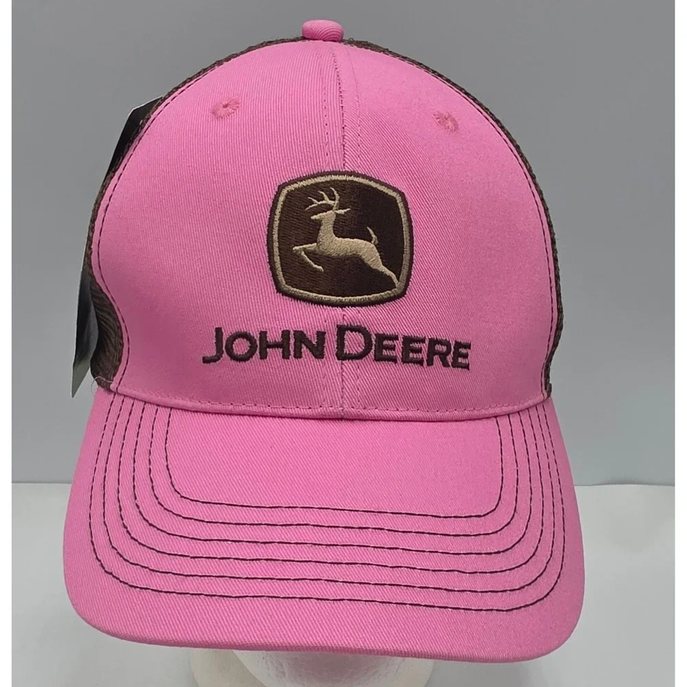 John Deere Pimk Trucker Hat Black Mesh‎ Snapback Cap Cary Francis Group NWT